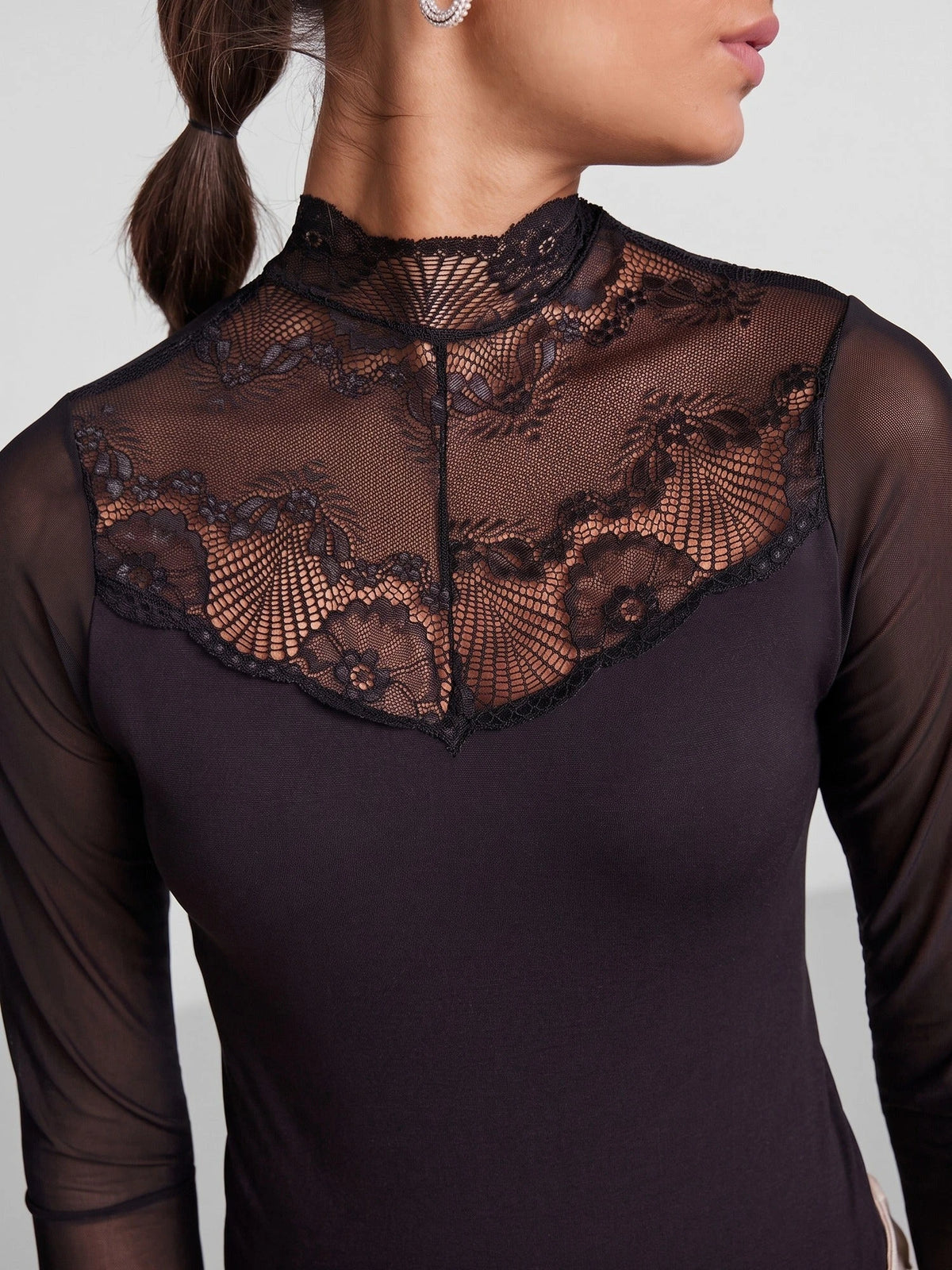 Pieces Pieces kanten body lange mouw- Naya Bodystocking