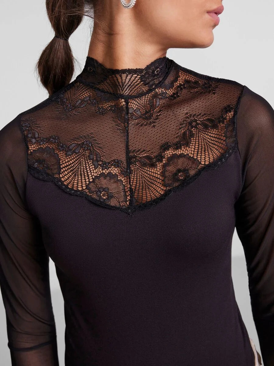 Pieces Pieces kanten body lange mouw- Naya Bodystocking