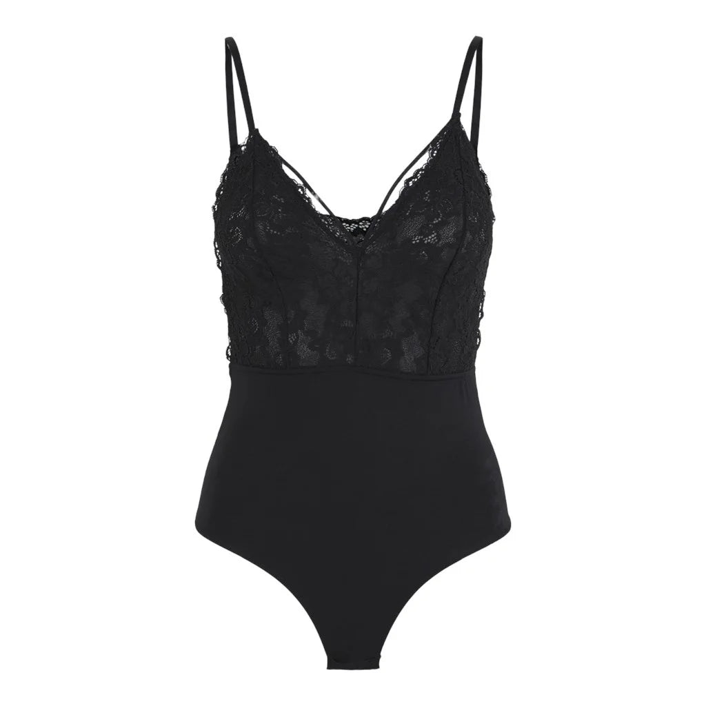 Pieces Pieces zwarte kanten body dames - Lace top Nichelle