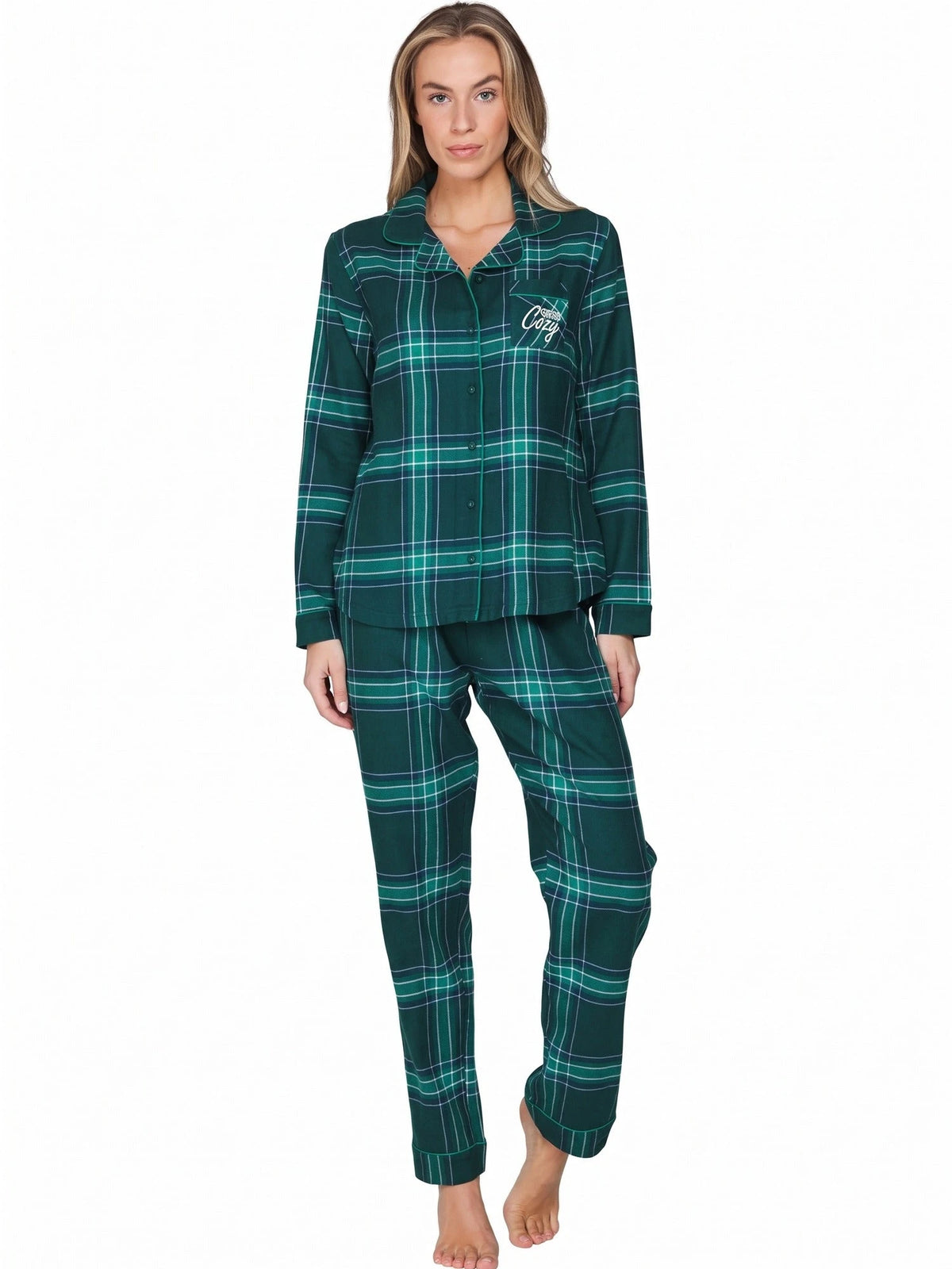 Rebelle dames flanellen pyjama - Darkgreen