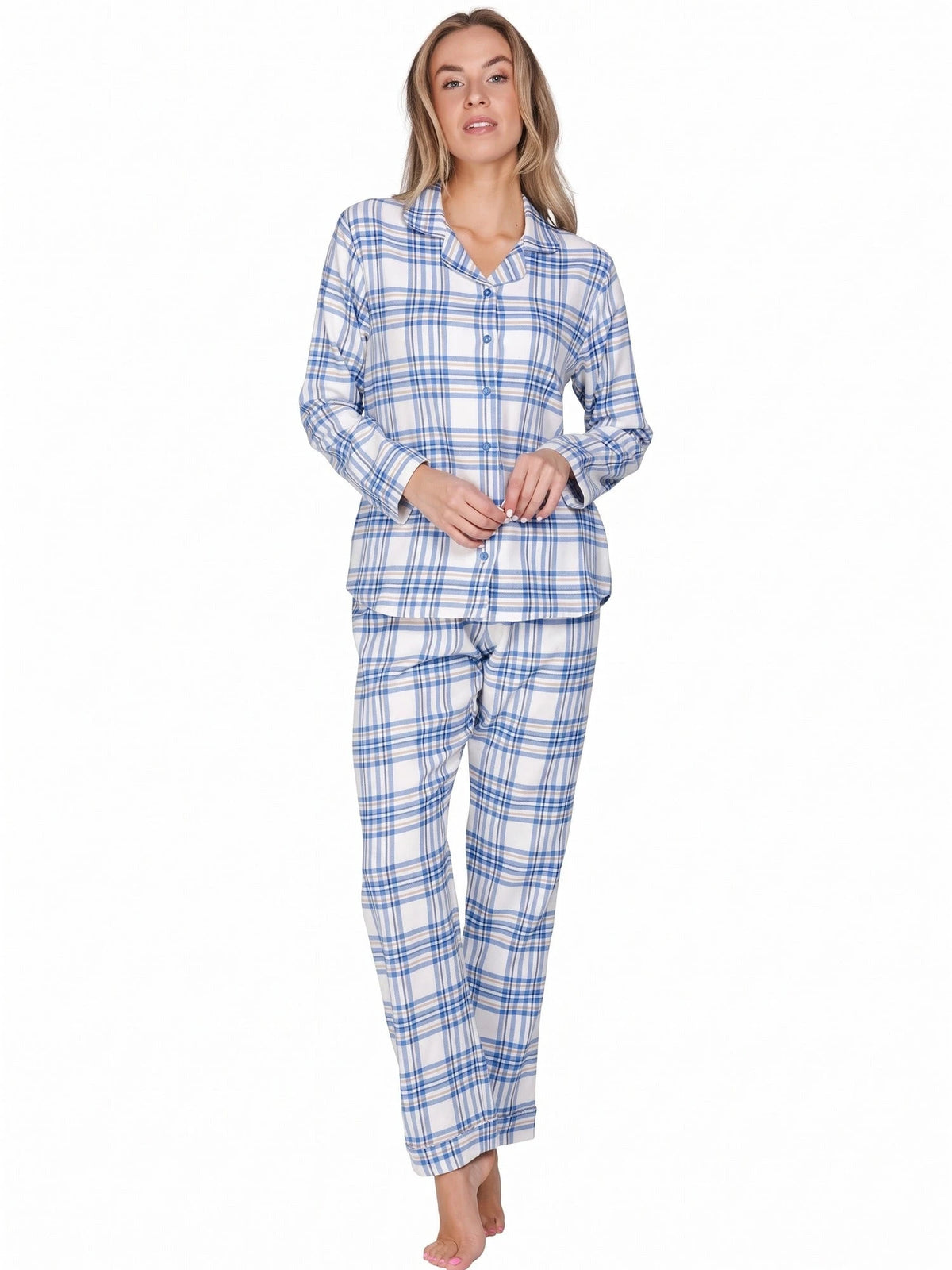 Rebelle dames flanellen pyjama - Blauwe ruit