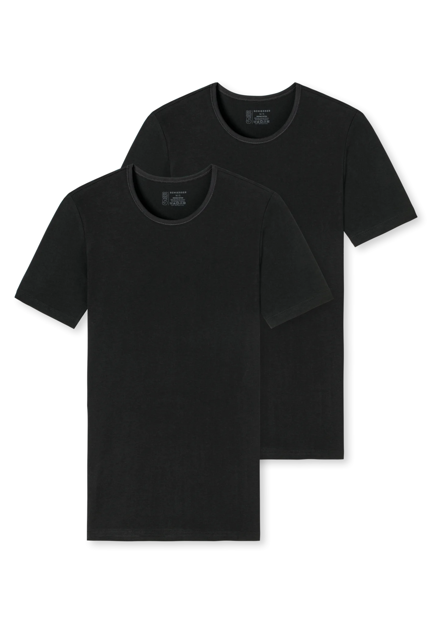 Schiesser Schiesser 2-Pack heren T-Shirts - 95/5 - Biologisch katoen