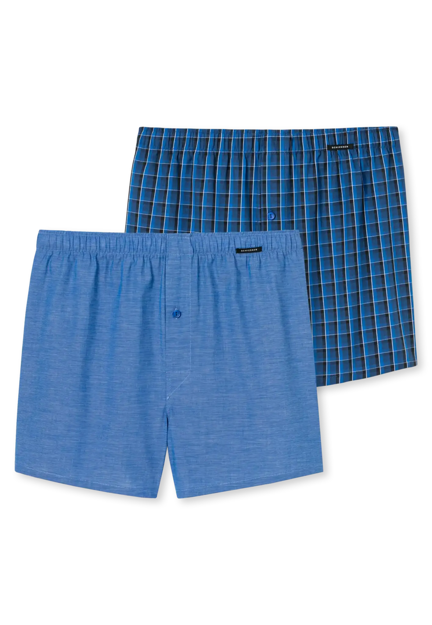 Schiesser Schiesser 2-Pack heren wijde boxershort katoen woven - Royal