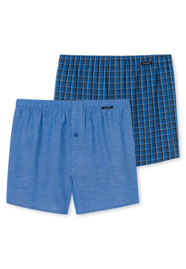 Schiesser Schiesser 2-Pack heren wijde boxershort katoen woven - Royal