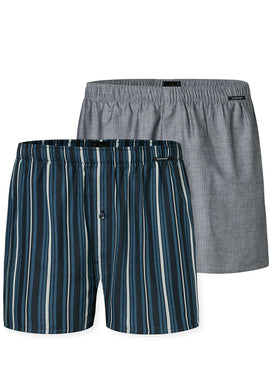 Schiesser Schiesser 2-Pack heren wijde boxershort katoen woven - Royal