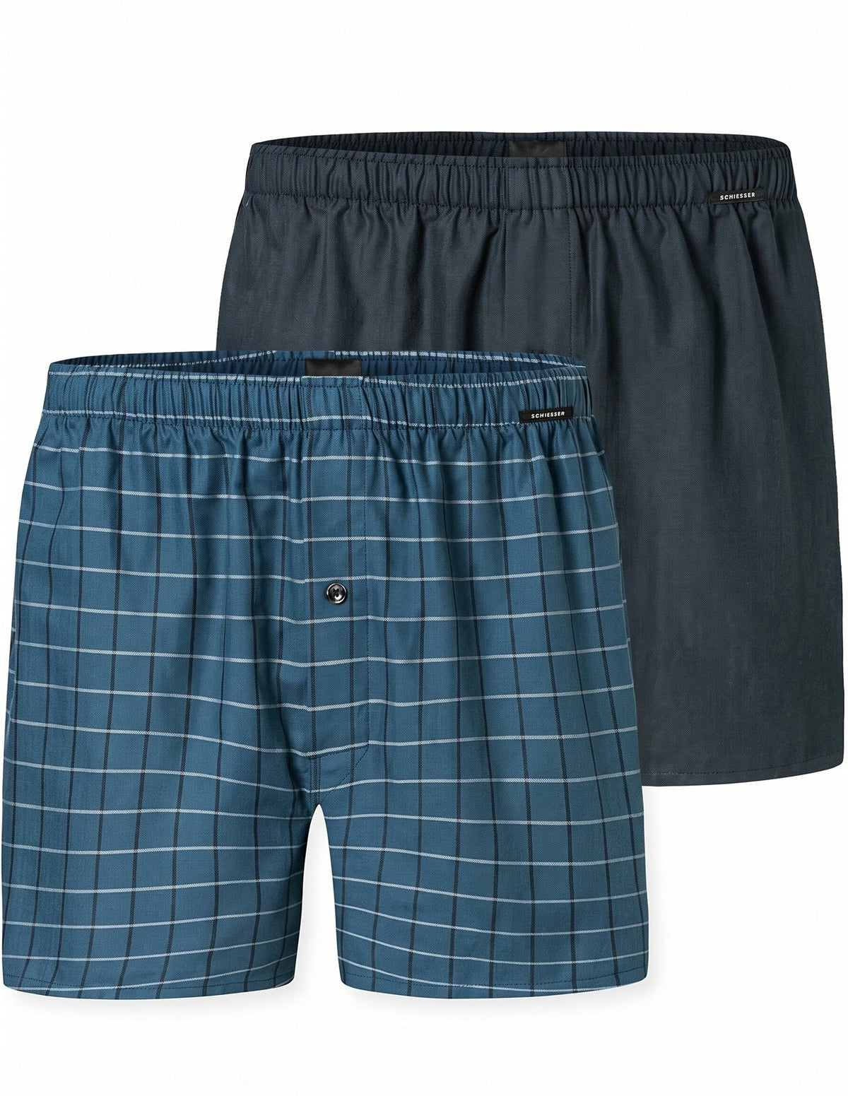 Schiesser Schiesser 2-Pack heren wijde boxershort katoen woven - Royal