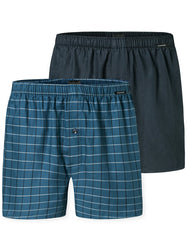 Schiesser Schiesser 2-Pack heren wijde boxershort katoen woven - Royal