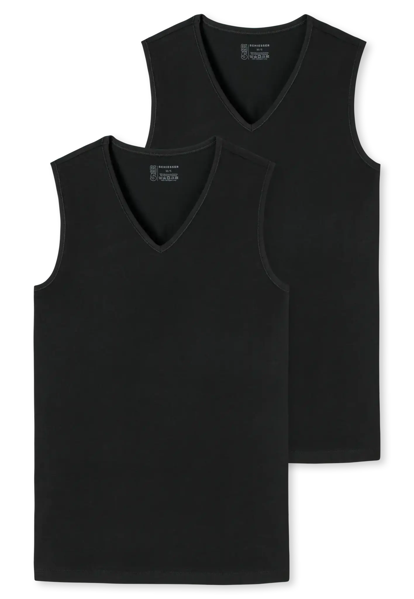 Schiesser Schiesser 2-Pack mouwloos shirts V-hals - 95/5 - Biologisch katoen