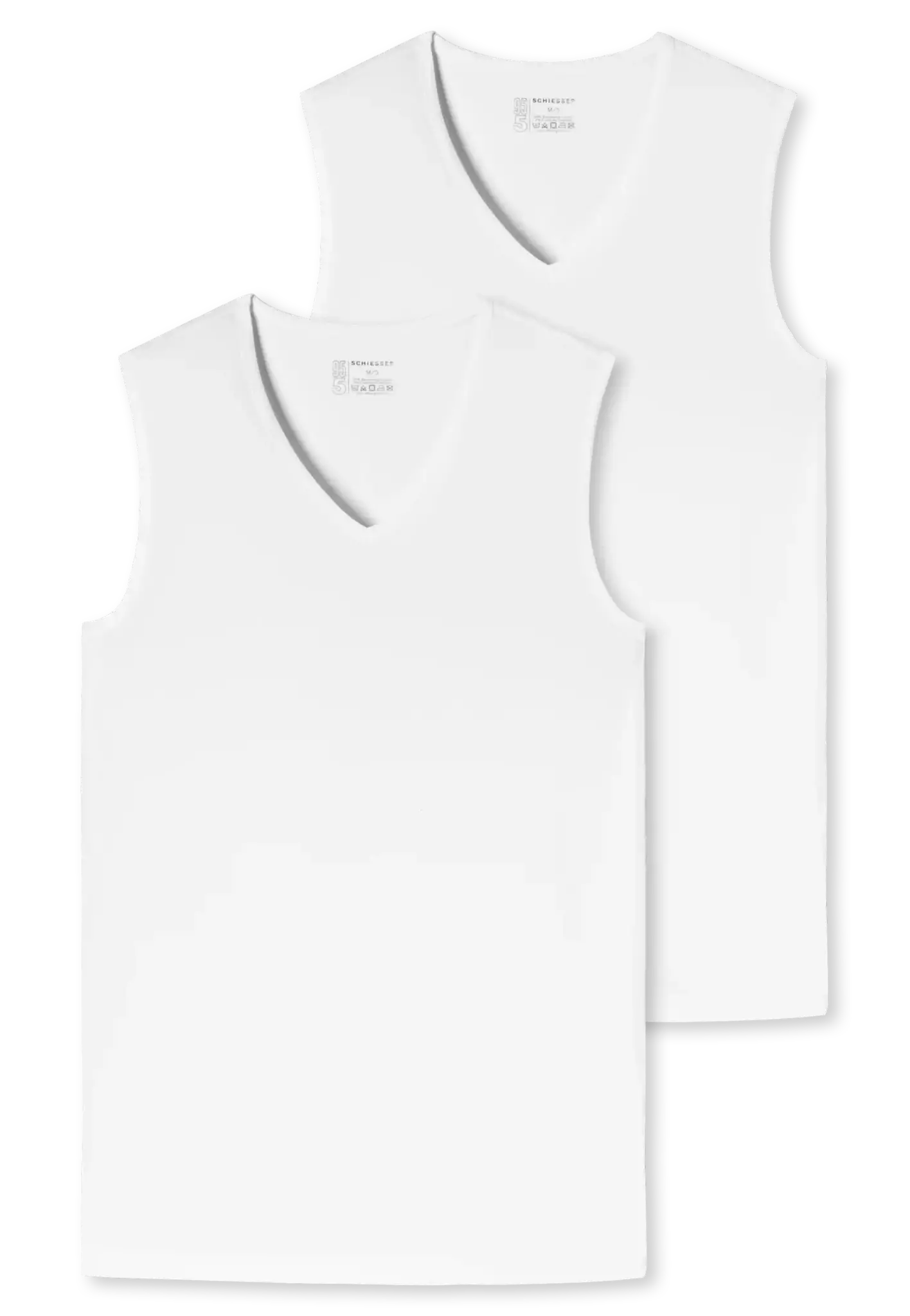 Schiesser Schiesser 2-Pack mouwloos shirts V-hals - 95/5 - Biologisch katoen