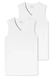Schiesser Schiesser 2-Pack mouwloos shirts V-hals - 95/5 - Biologisch katoen