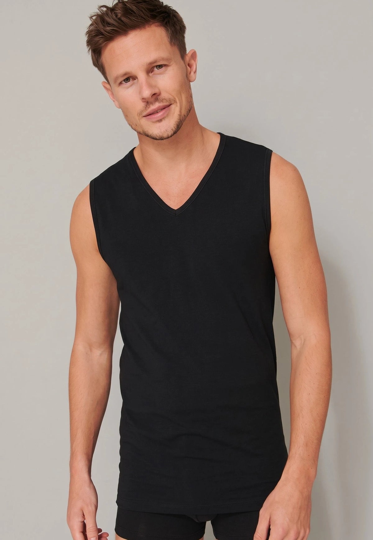Schiesser Schiesser 2-Pack mouwloos shirts V-hals - 95/5 - Biologisch katoen