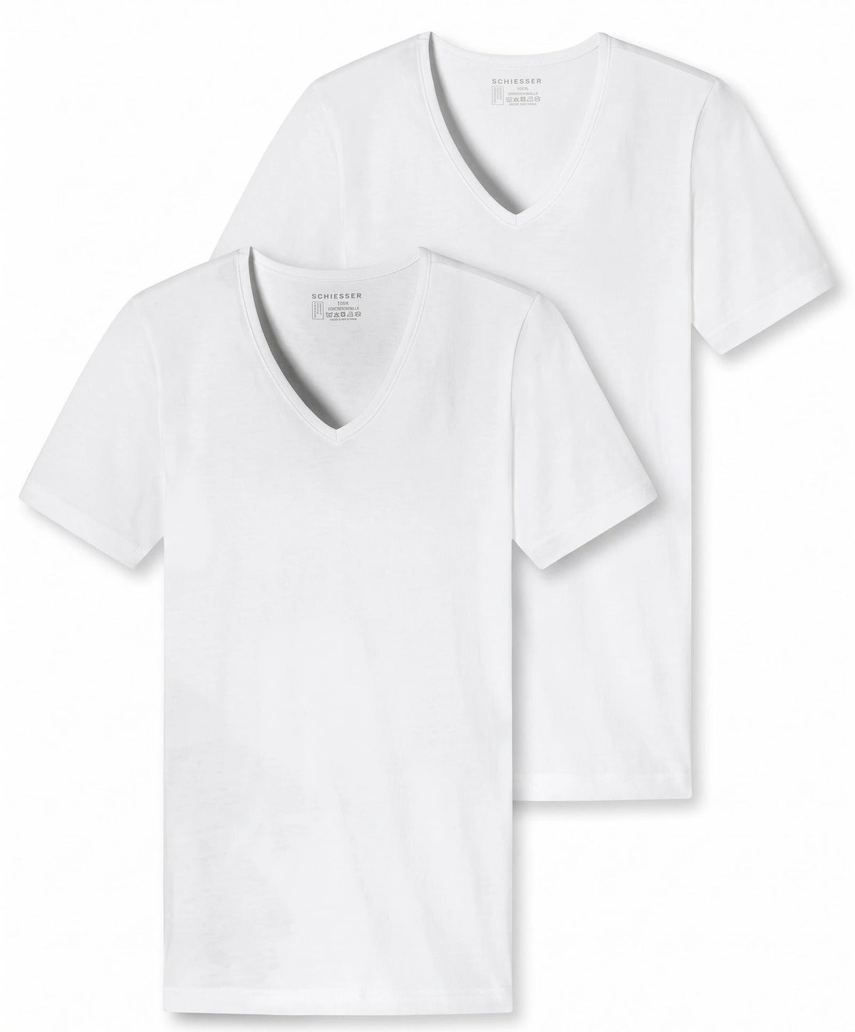 Schiesser Schiesser 2-Pack T-Shirts heren V-hals - 95/5 - Biologisch katoen