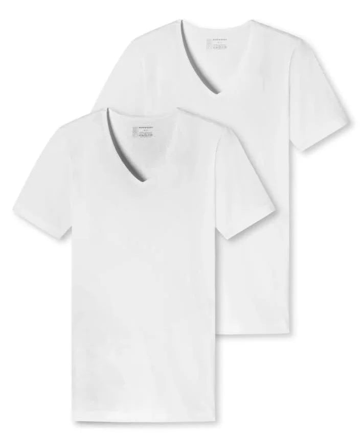 Schiesser Schiesser 2-Pack T-Shirts heren V-hals - 95/5 - Biologisch katoen