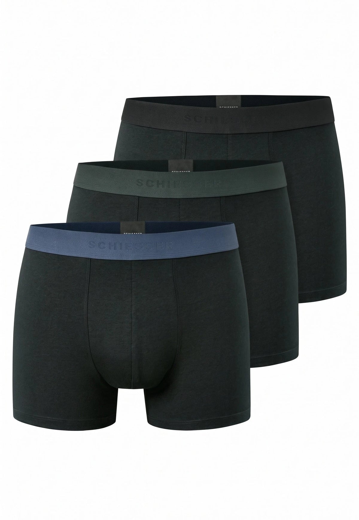 Zwart combi | voor | Vooraanzicht, zwart combi – Schiesser 3-pack heren boxershorts 95/5 - Biologisch katoen