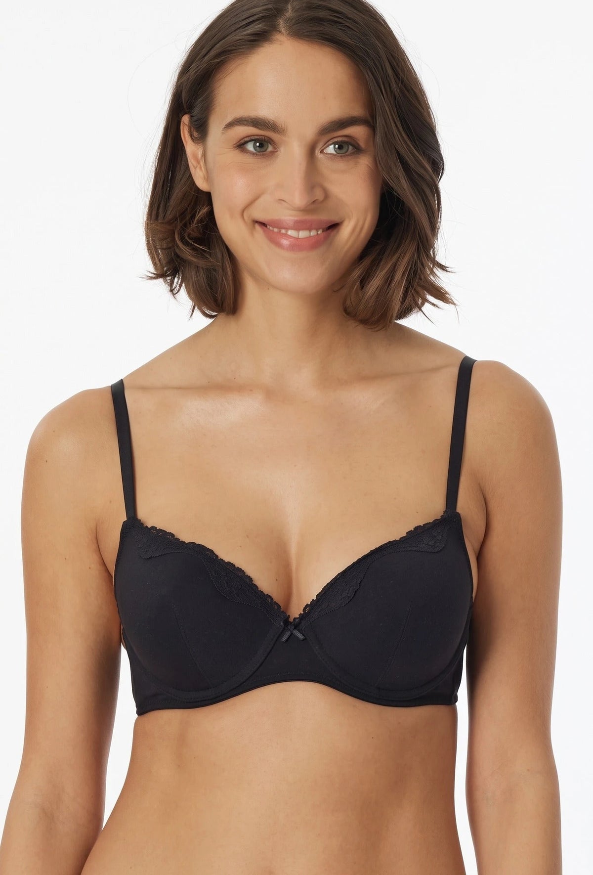 Zwart | voor | Vooraanzicht, zwart – Schiesser BH Beugel BH - Pure Cotton