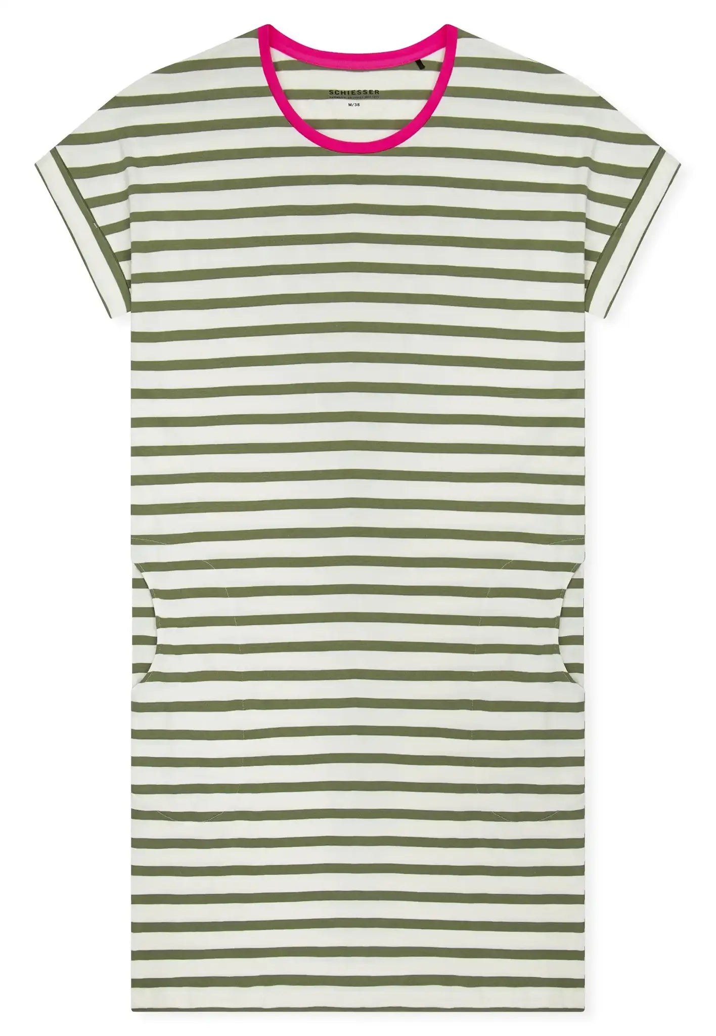 Schiesser Schiesser Dames Nachthemd korte mouw - Lime streep