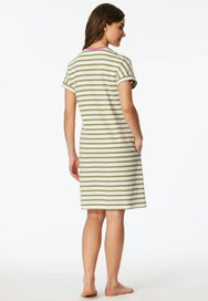 Schiesser Schiesser Dames Nachthemd korte mouw - Lime streep