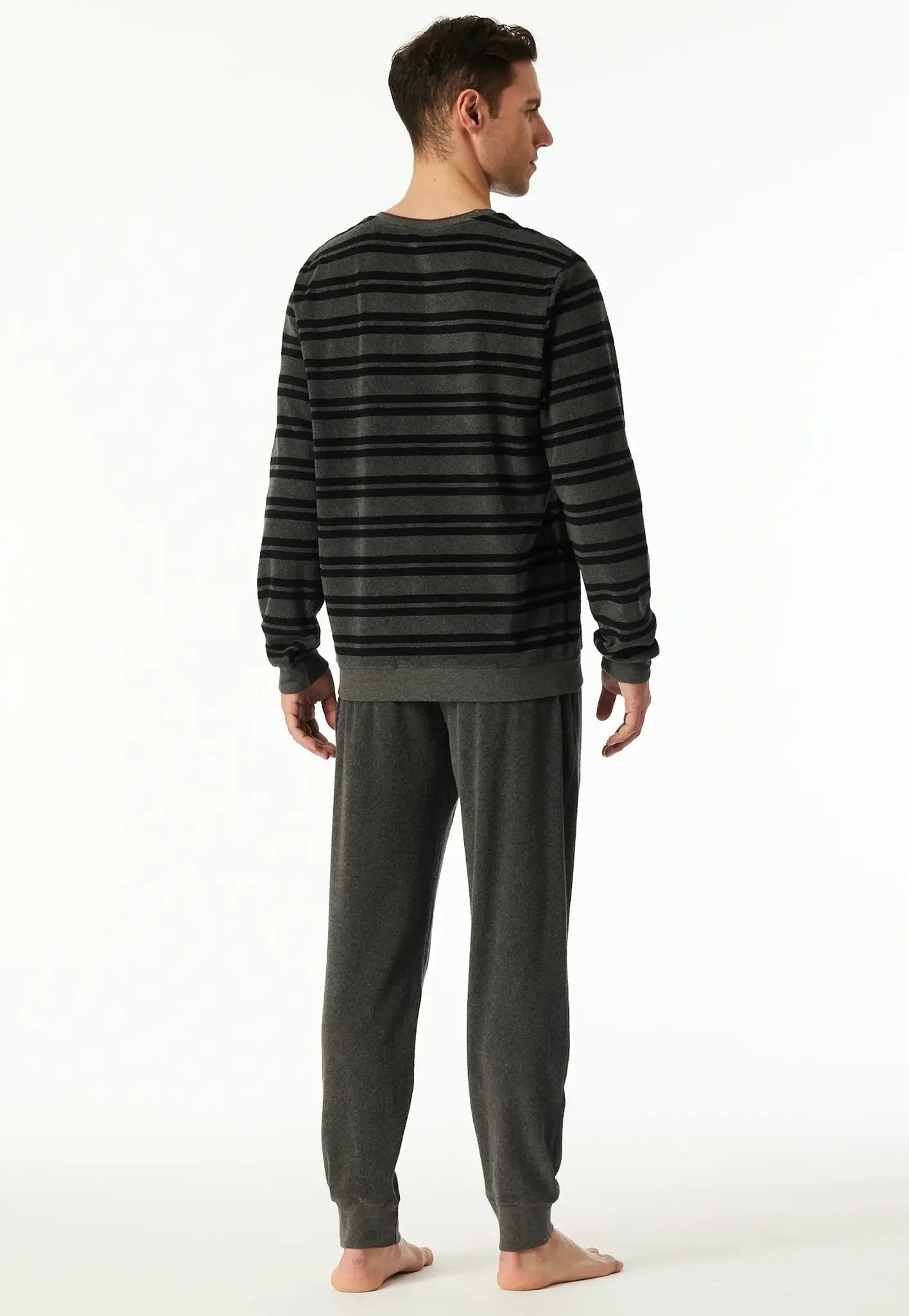 Schiesser Schiesser heren pyjama badstof - Casual Nightwear - Donkergrijs