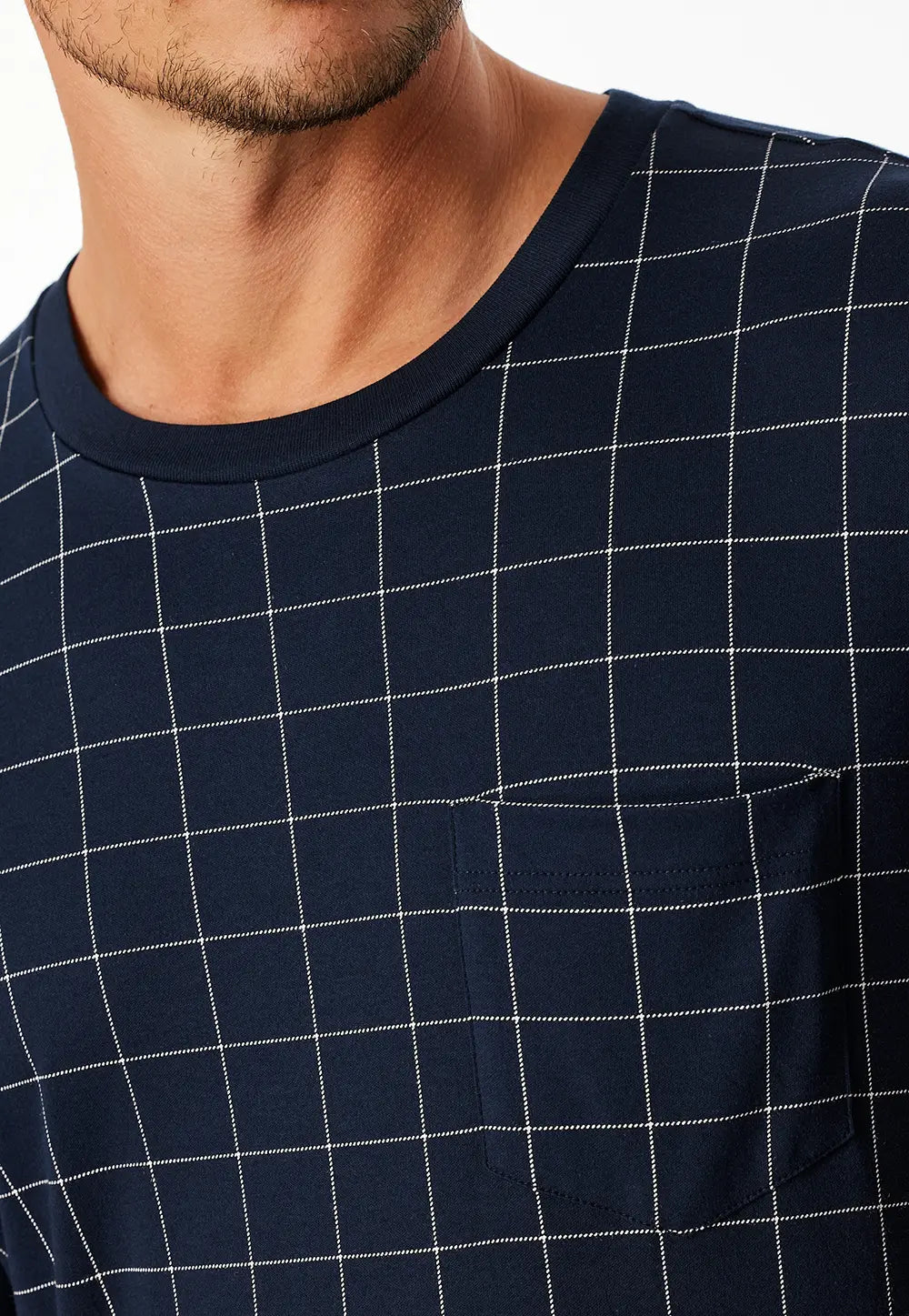 Schiesser Schiesser heren pyjama extra lang - Blauw Ruit- NOS -
