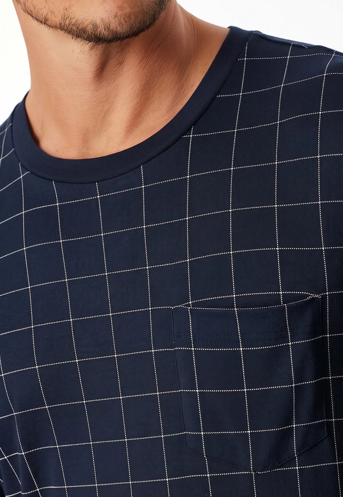 Schiesser Schiesser heren pyjama extra lang - Blauw Ruit- NOS -