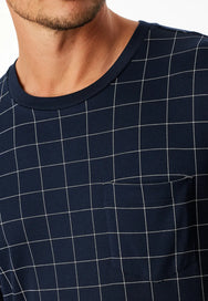 Schiesser Schiesser heren pyjama extra lang - Blauw Ruit- NOS -