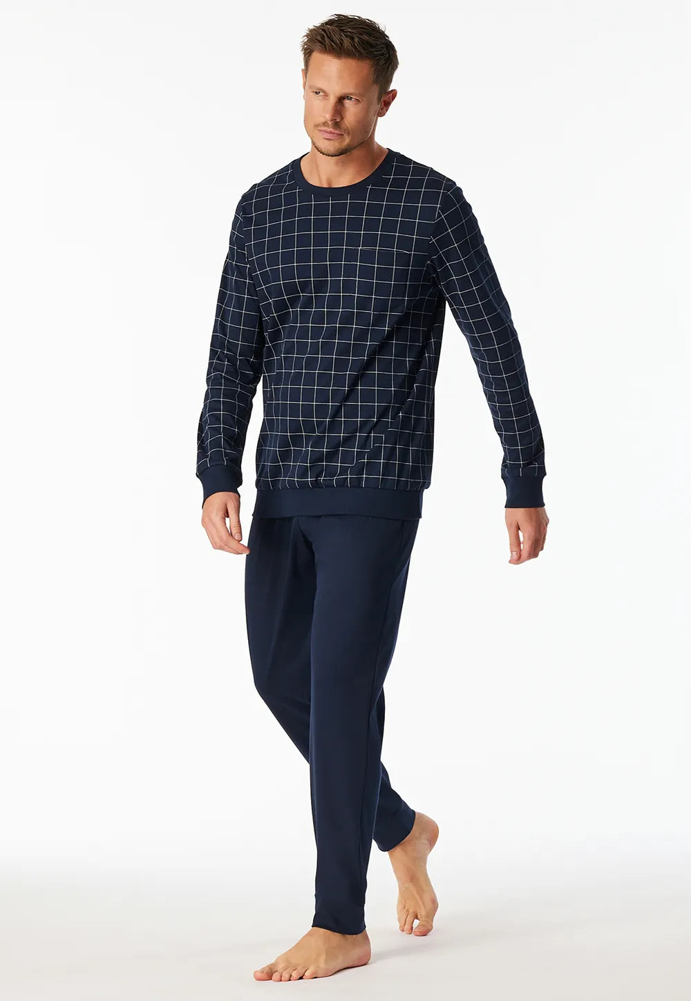 Schiesser Schiesser heren pyjama extra lang - Blauw Ruit- NOS -