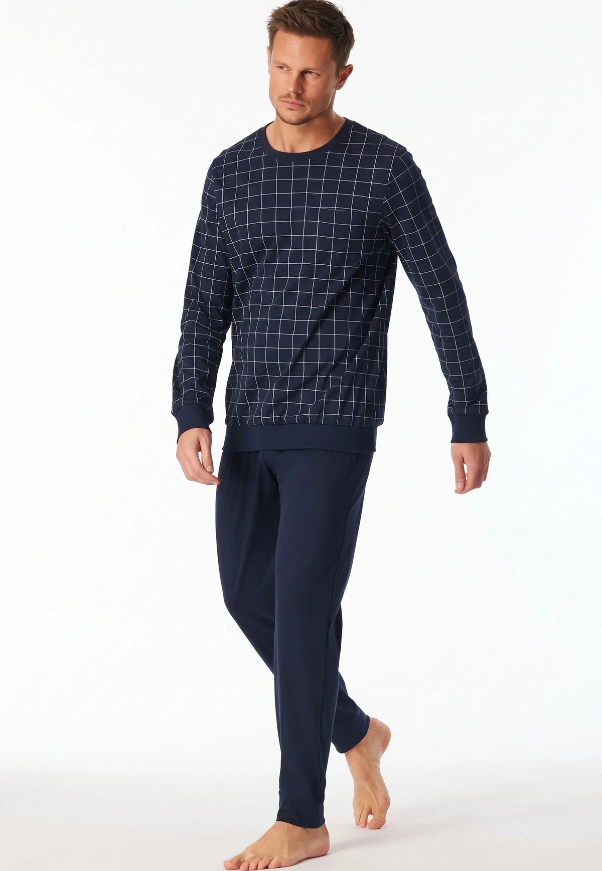 Schiesser Schiesser heren pyjama extra lang - Blauw Ruit- NOS -