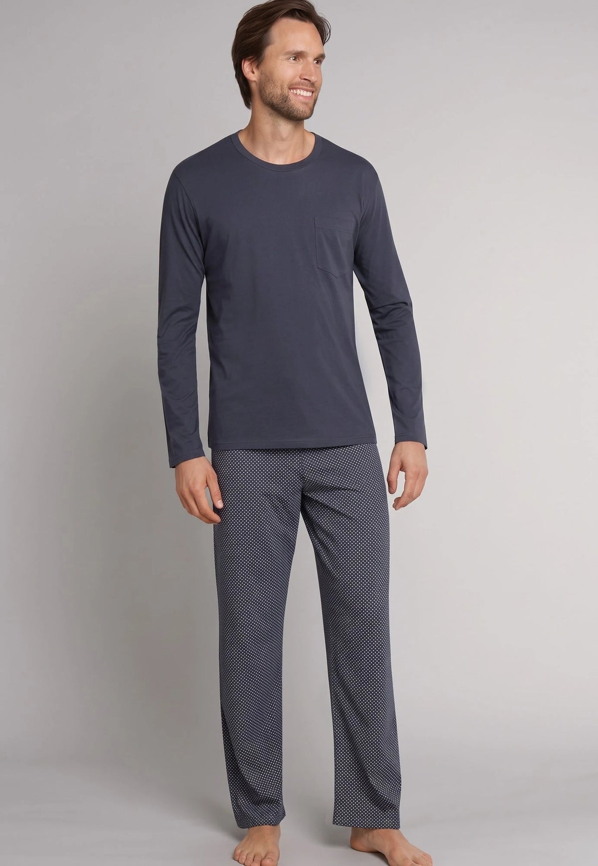 Schiesser Schiesser heren pyjama extra lang - Grijs - NOS