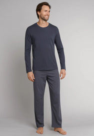 Schiesser Schiesser heren pyjama extra lang - Grijs - NOS