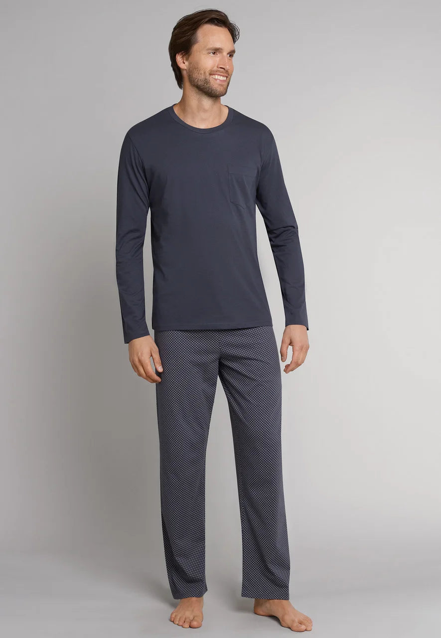 Schiesser Schiesser heren pyjama extra lang - Grijs - NOS