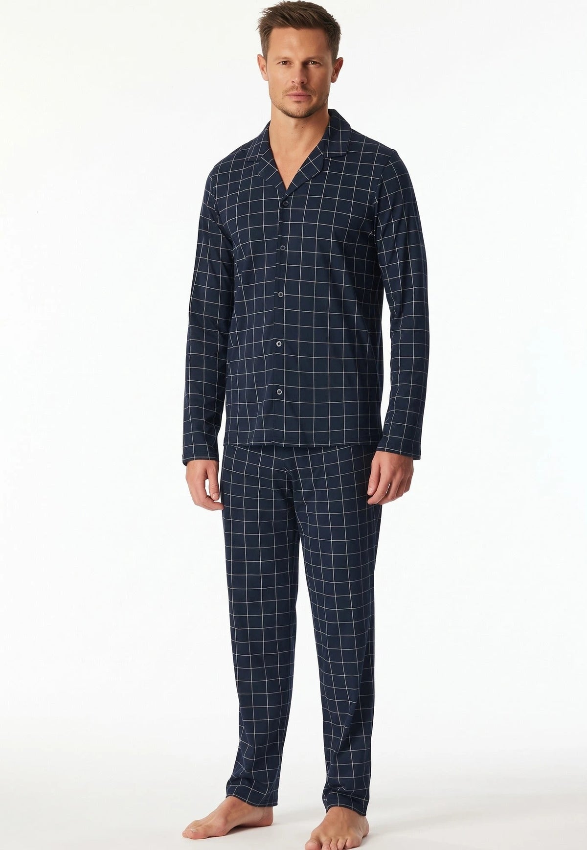 Schiesser Schiesser heren pyjama lang - Knoopsluiting