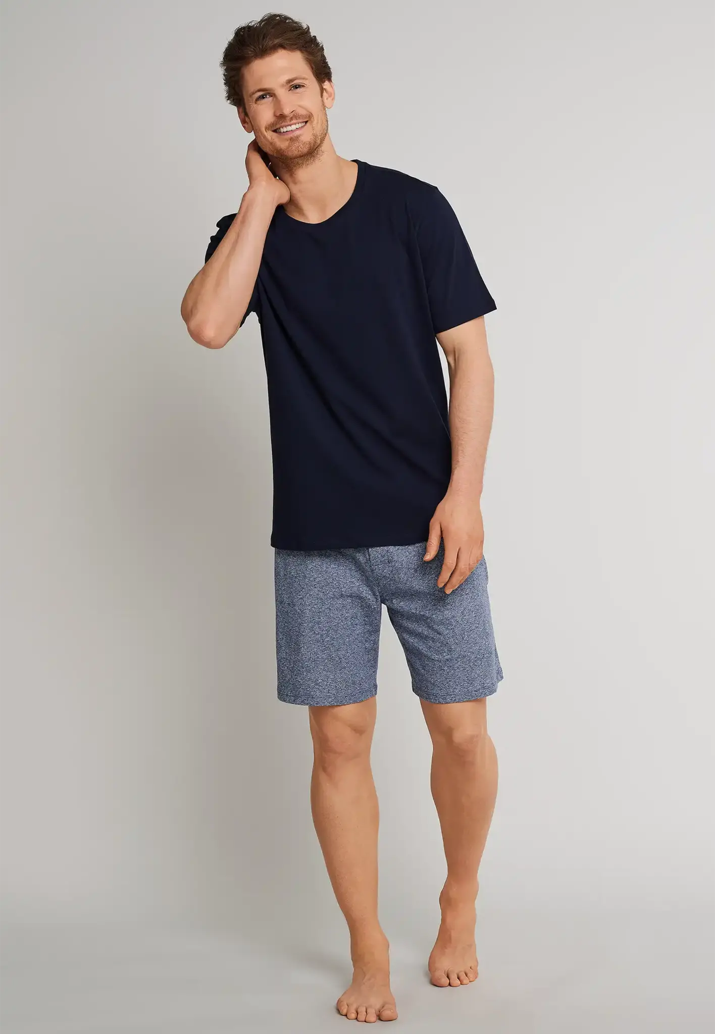 Schiesser Schiesser heren pyjama shirt korte mouw - Donkerblauw