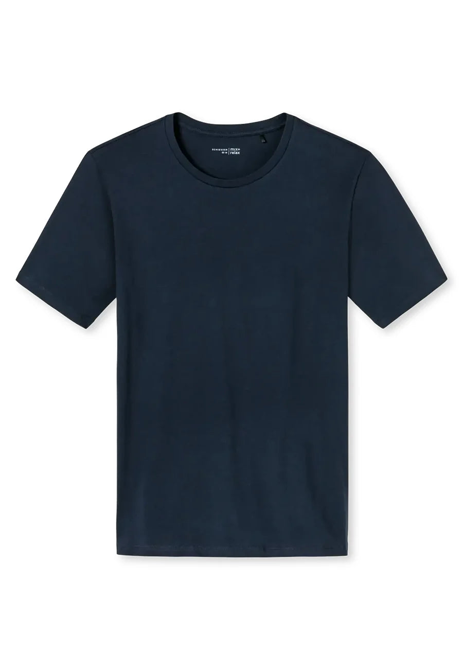 Schiesser Schiesser heren pyjama shirt korte mouw - Donkerblauw
