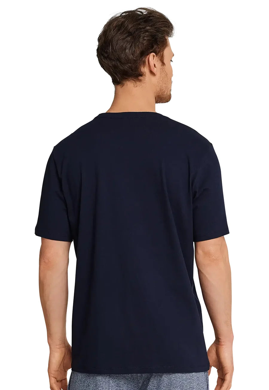 Schiesser Schiesser heren pyjama shirt korte mouw - Donkerblauw