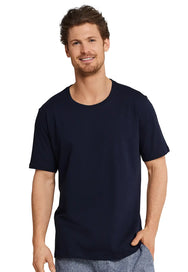 Schiesser Schiesser heren pyjama shirt korte mouw - Donkerblauw