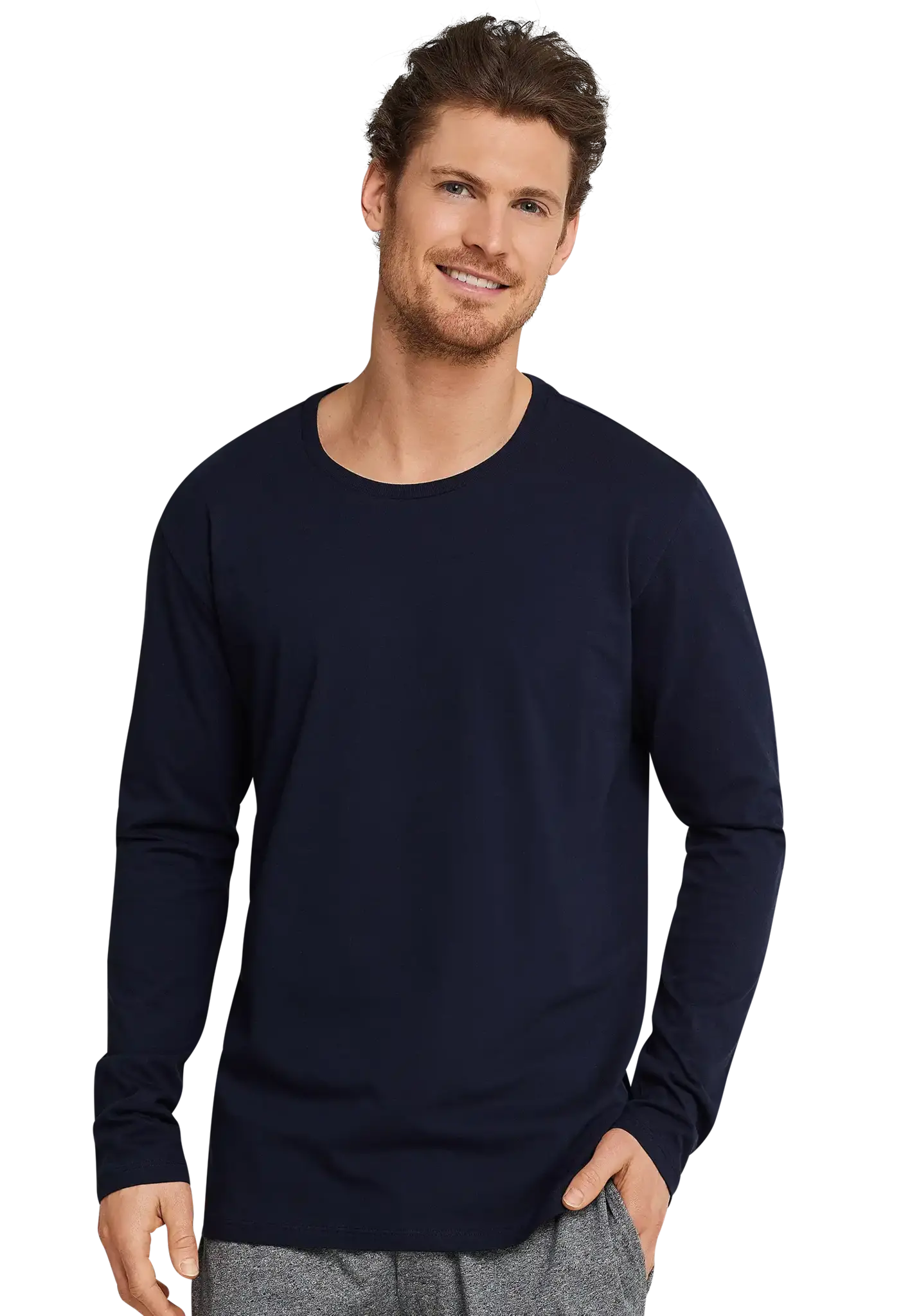 Schiesser Schiesser heren pyjama shirt lange mouw - Donkerblauw