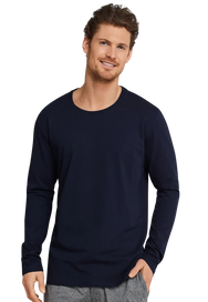 Schiesser Schiesser heren pyjama shirt lange mouw - Donkerblauw