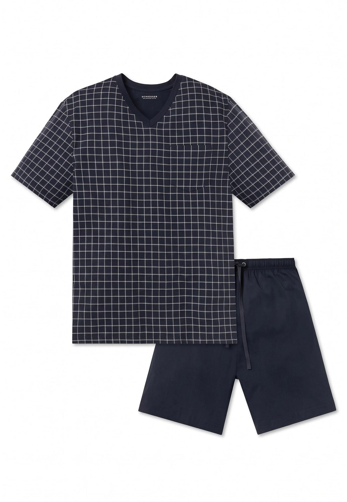 Schiesser Schiesser heren shortama - Ebony Blue - Ruit