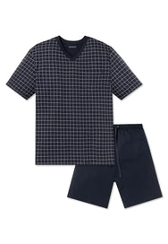 Schiesser Schiesser heren shortama - Ebony Blue - Ruit
