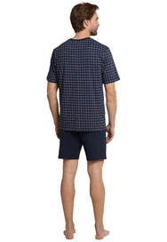 Schiesser Schiesser heren shortama - Ebony Blue - Ruit