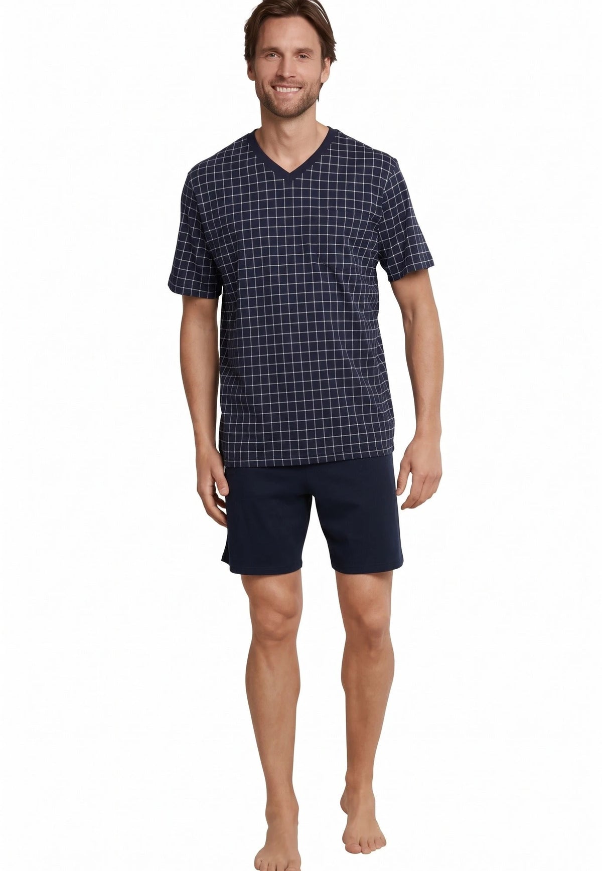 Schiesser Schiesser heren shortama - Ebony Blue - Ruit