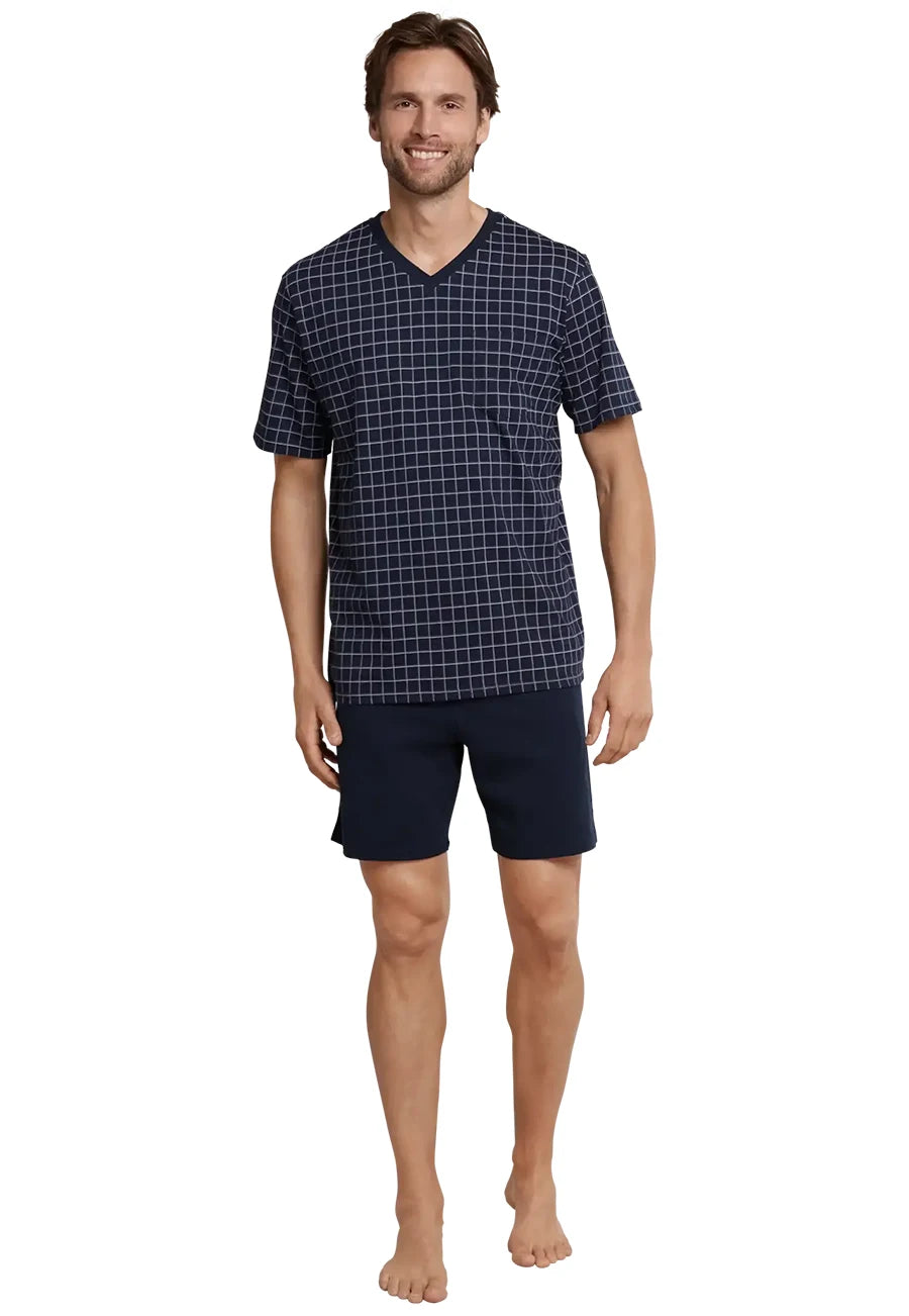 Schiesser Schiesser heren shortama - Ebony Blue - Ruit