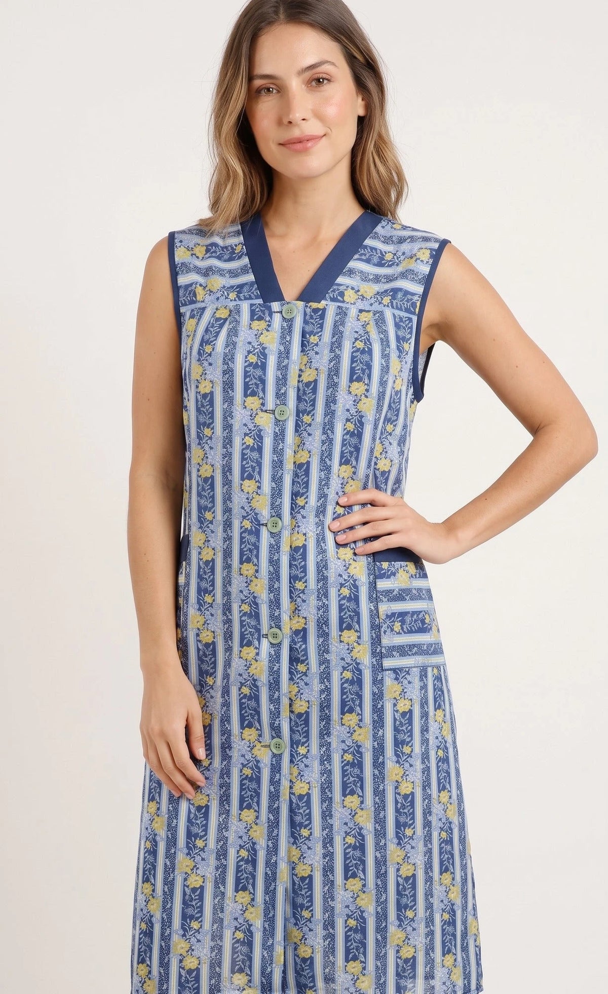 Schriks Ma Flodder jasschort blauw/geel bloemetje
