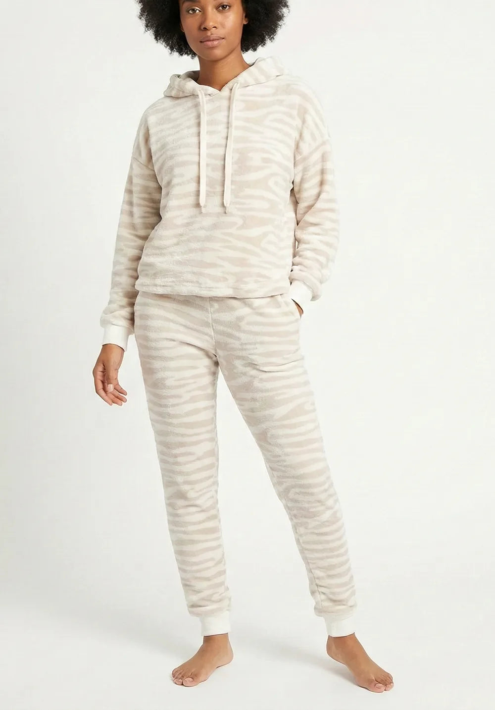 Sliponline Apollo dames huispak Fleece - Loungeset - Zebra/Leopard