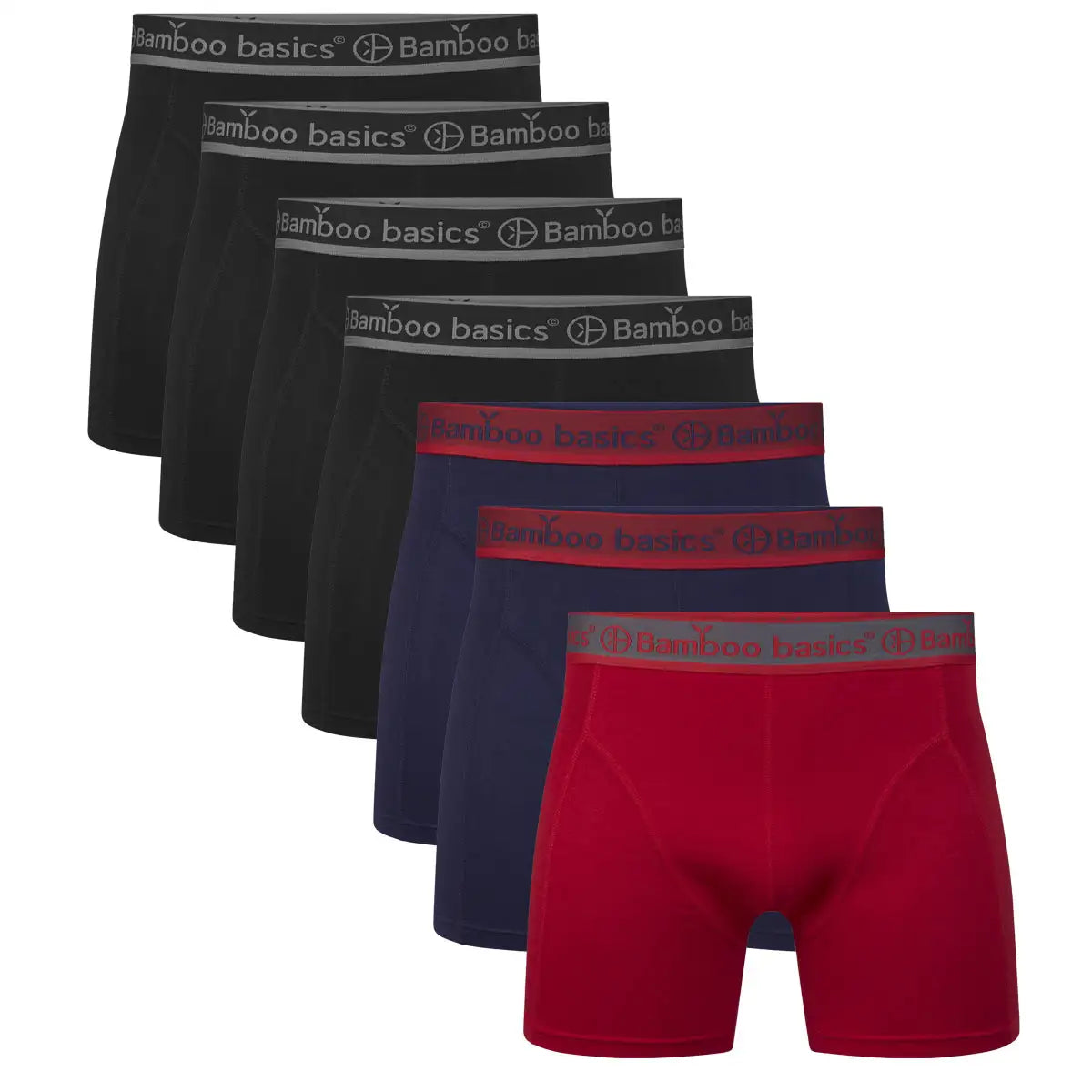 Sliponline Bamboo Basics 7-pak heren boxers - Rico - Rood/Blauw/Zwart
