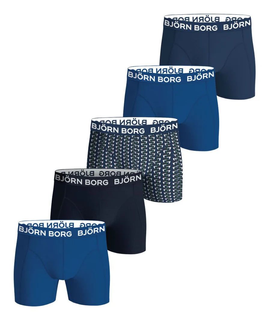 Sliponline Bjorn Borg 5-Pack jongens boxershorts - Cotton Stretch - Blue