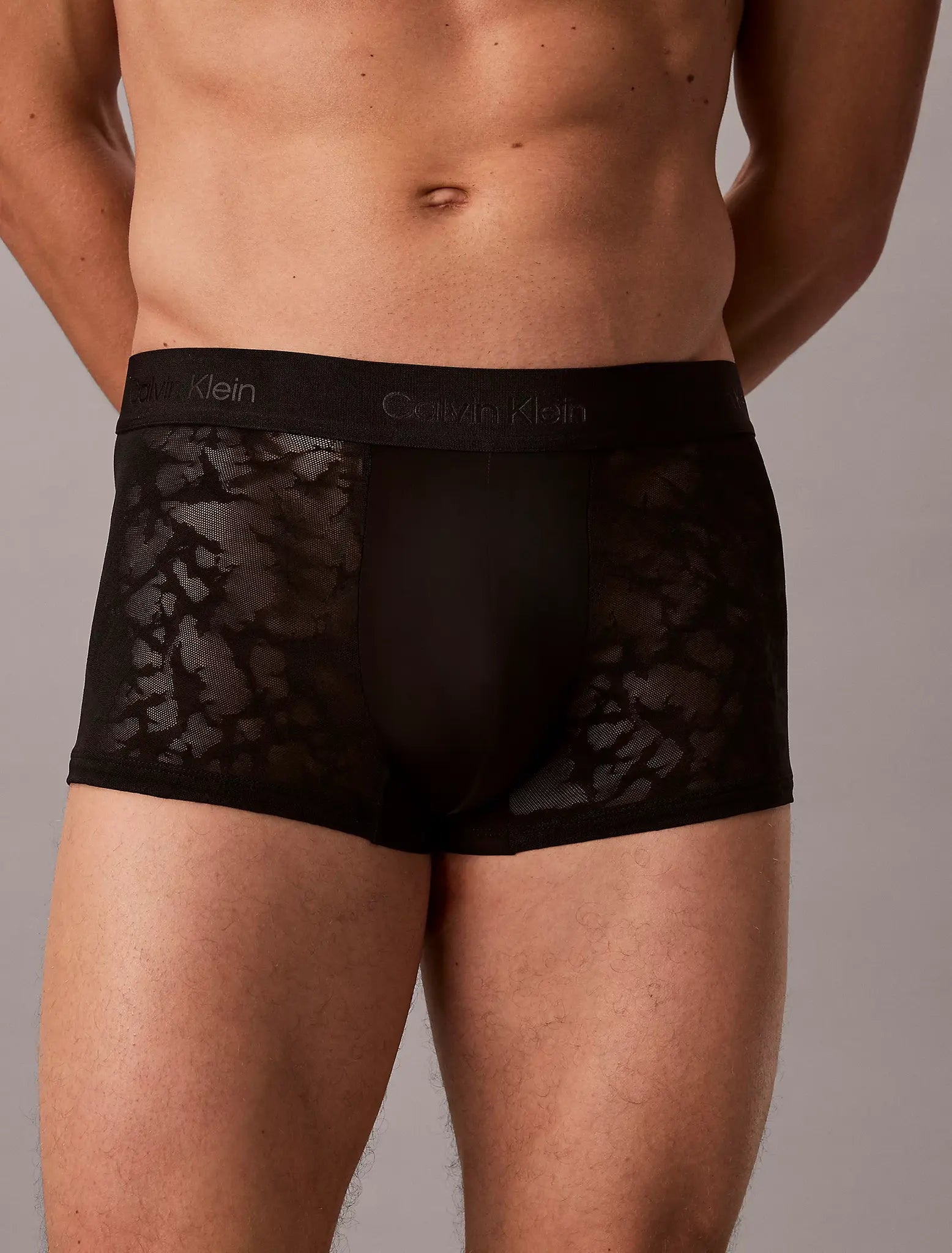 Sliponline Calvin Klein Kanten Heren boxershorts low rise - microfibre lace - Sculpt