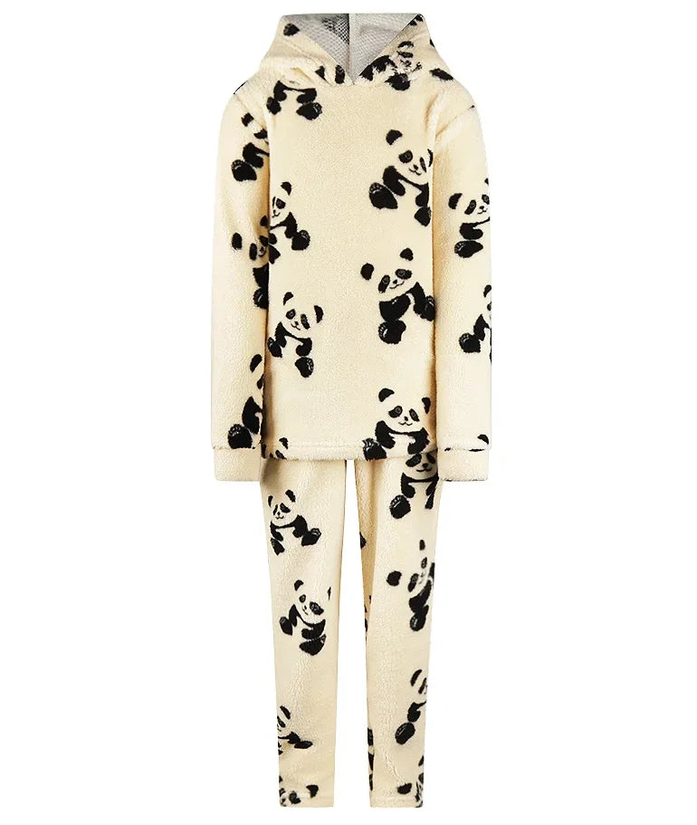 Sliponline Charlie Choe fleece huispak meisjes - pyjama - Panda - Off white