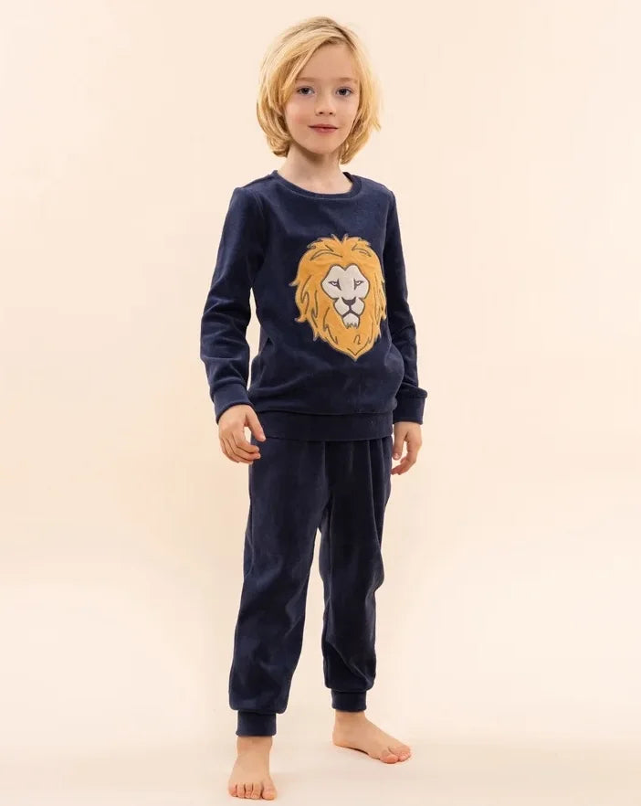 Sliponline Charlie Choe velours jongens pyjama -Leeuw