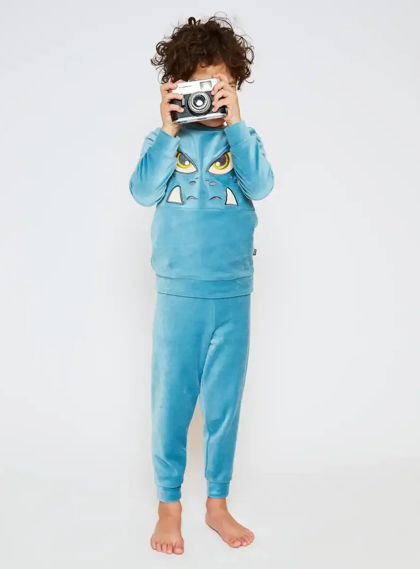 Sliponline Charlie Choe velours jongens pyjama - Monster